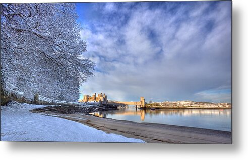 Snow Metal Print featuring the photograph Conwy Castle Snow by B Cash