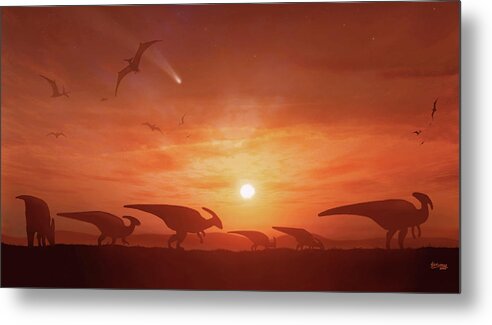 Dinosaur Metal Print featuring the photograph Dinosaur Extinction by Mark Garlick/science Photo Library