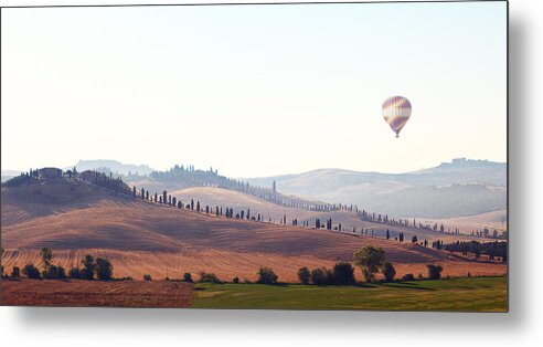 Hot Air Balloon Metal Print featuring the photograph Early Morning In Tuscany by Lena Khachina