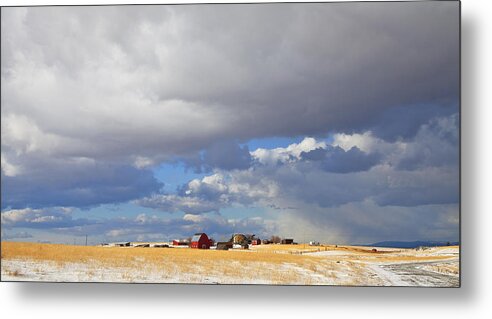 Farm Metal Print featuring the photograph First Snow On Storybook Farm by Theresa Tahara