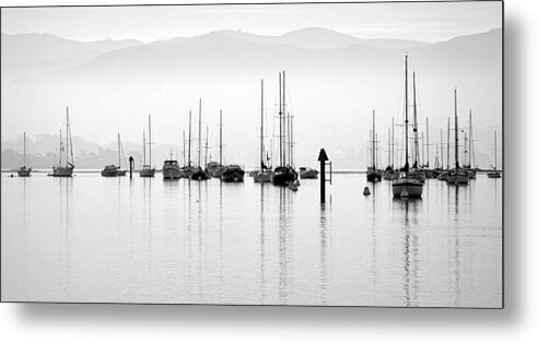 Scenic Metal Print featuring the photograph Fog Settles on Morro Bay by AJ Schibig