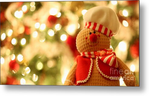 Christmas Greetings Metal Print featuring the photograph Gingerbread Boy by Theresa Ramos-DuVon