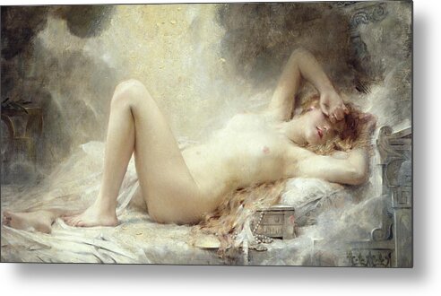 Danae Metal Print featuring the painting Golden Rain by Leon Francois Comerre