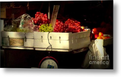 Fruits And Vegetables Metal Print featuring the photograph Grapes with Weighing Scale by Miriam Danar
