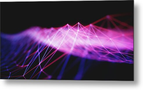 Artwork Metal Print featuring the photograph Illuminated Purple Lines by Ktsdesign/science Photo Library