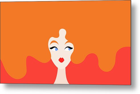 Long Metal Print featuring the digital art Illustration Of Red-haired Woman by Alpha-c