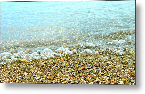 Water Metal Print featuring the photograph Lake Erie Bubble Waves by Kathy Barney