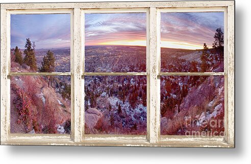 Mountains Metal Print featuring the photograph Mountain City White Rustic Barn Picture Window View by James BO Insogna