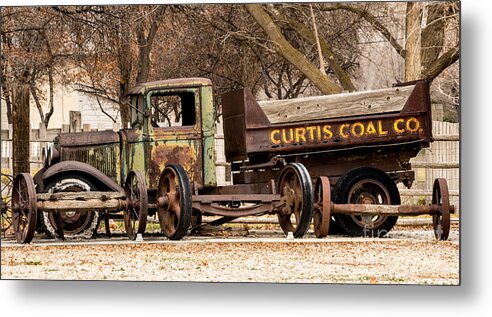 Antique Truck Metal Print featuring the photograph Old Fashioned Rusty Coal Delivery Truck by Gary Whitton