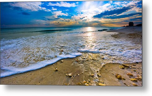 Sunset Metal Print featuring the photograph Panoramic Beach Sunset by Eszra Tanner