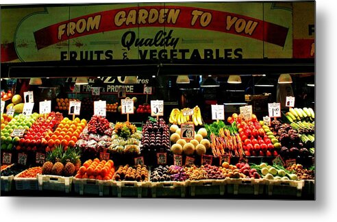 Pikes Metal Print featuring the photograph Pikes Market Fruit Stand by Benjamin Yeager