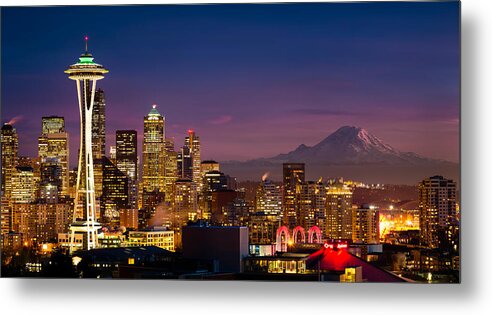 Seattle Metal Print featuring the photograph Seattle Sunset by Alexis Birkill