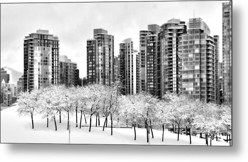 Vancouver Metal Print featuring the photograph Snow in the City by Alicia Kent