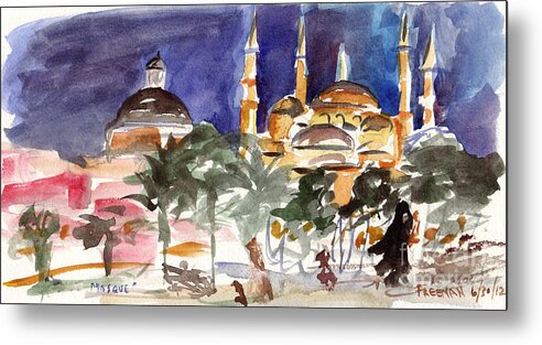 Crystal Cruises Metal Print featuring the painting Sophia Mosque by Valerie Freeman
