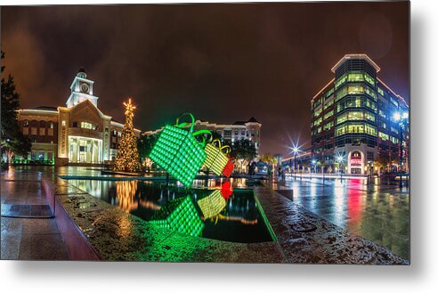 Sugar Land Metal Print featuring the photograph Sugar Land Town Square at Christmas by Micah Goff