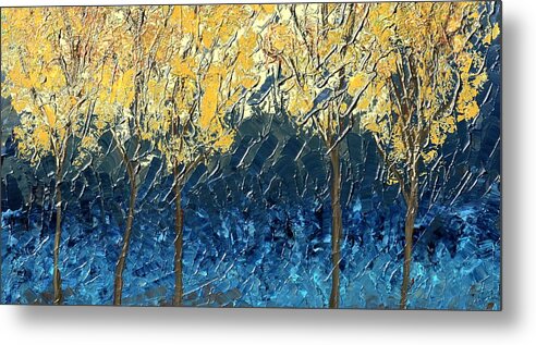 Sundrenched Metal Print featuring the painting Sundrenched Trees by Linda Bailey