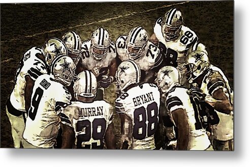 Dallas Cowboys Metal Print featuring the digital art Team Huddle by Carrie OBrien Sibley