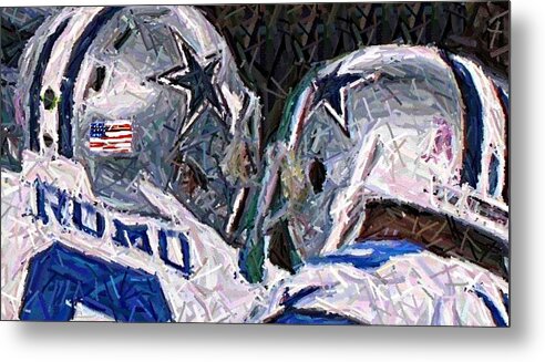 Football Metal Print featuring the digital art Teammates by Carrie OBrien Sibley