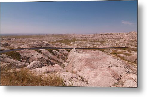 Badlands Metal Print featuring the photograph The Road Through the Badlands by Hermes Fine Art