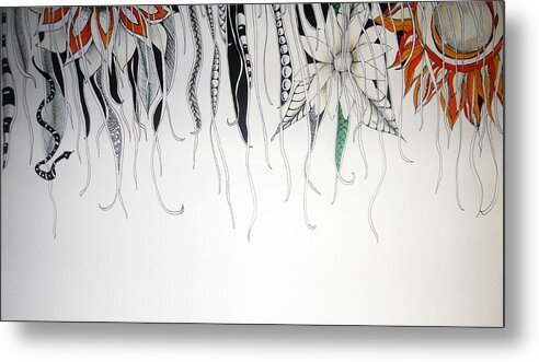 Flowers Metal Print featuring the drawing Through the vines by Lori Thompson