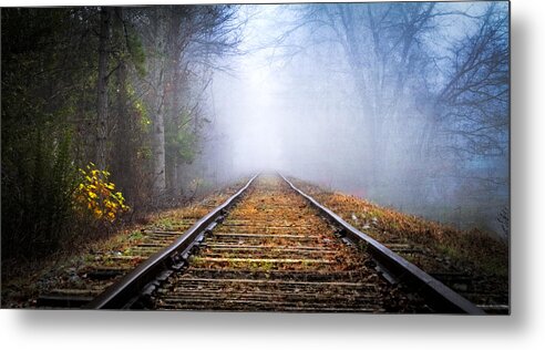 Andrews Metal Print featuring the photograph Traveling on the Tracks by Debra and Dave Vanderlaan