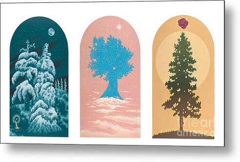 Trees Metal Print featuring the painting Tree Triptych for Rivera Funeral Home 220 by William Hart McNichols