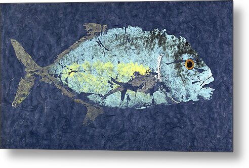 Rubbing Metal Print featuring the mixed media Gyotaku Trevally 17-09 by Captain Warren Sellers