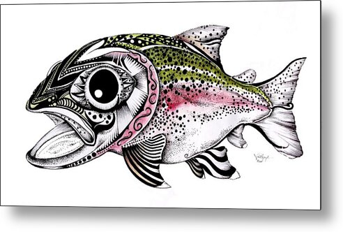 Rainbow Trout Metal Print featuring the painting Abstract Alaskan Rainbow Trout by J Vincent Scarpace