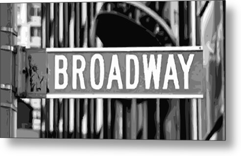 New York Broadway Sign Metal Print featuring the photograph Broadway Sign Color BW10 by Scott Kelley