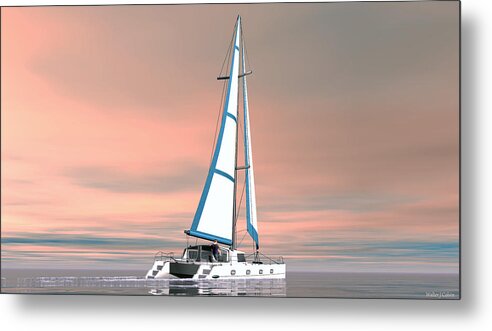 Boat Metal Print featuring the painting Catsailing Sunset by Walter Colvin