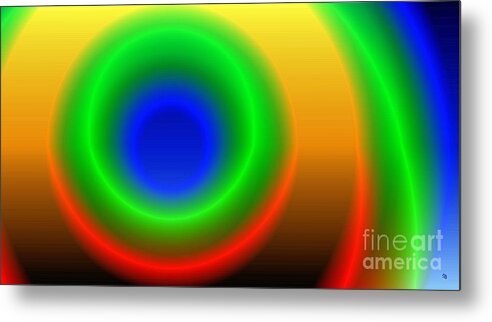 Gradient Metal Print featuring the digital art Lime Blue and Tangerine by Ronald Bissett