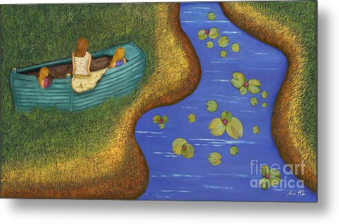 Boat Metal Print featuring the mixed media Low Tide by Anne Klar
