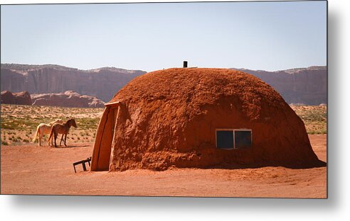 Monument Valley Metal Print featuring the photograph Navajo Home by Diane Bohna