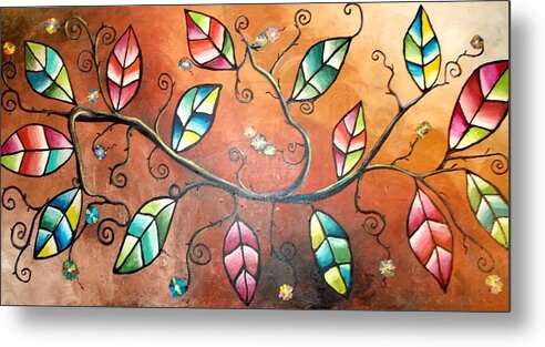 Lanscape Metal Print featuring the painting Sunlit Leaves by Shirley Smith