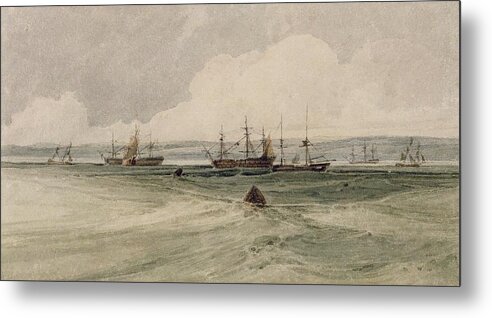 View Metal Print featuring the painting View of Sheerness by Francois Louis Thomas Francia