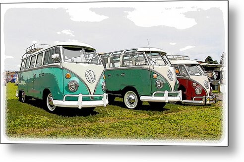 Volkswagen Metal Print featuring the photograph Volkswagen Bus Row by Steve McKinzie