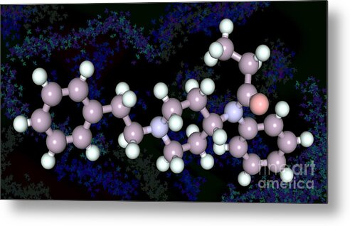 Fentanyl Metal Print featuring the photograph Fentanyl, Molecular Model #1 by Scimat