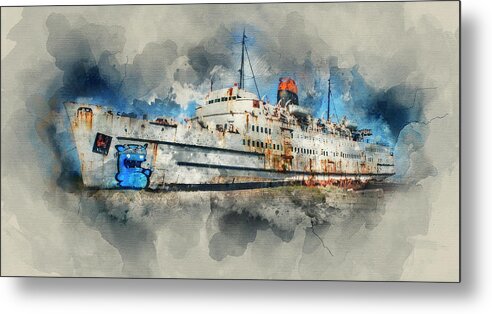 Sea Metal Print featuring the mixed media Ghost Ship #1 by Ian Mitchell