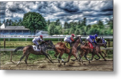 Race Horses Metal Print featuring the photograph Intensity #1 by Jeffrey PERKINS