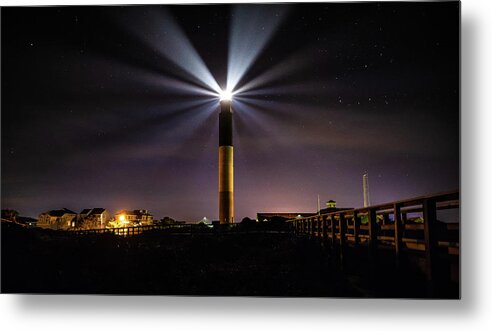 Oak Island Metal Print featuring the photograph Oak Island Lighthouse by Nick Noble