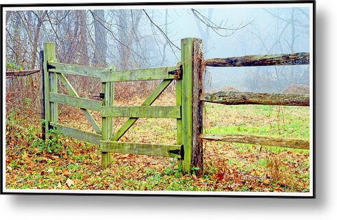 Wooden Metal Print featuring the photograph Wooden Fence on a Foggy Morning #1 by A Macarthur Gurmankin
