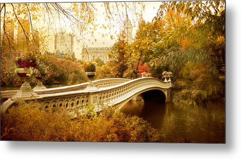 Autumn Metal Print featuring the photograph Bow Bridge Autumn by Jessica Jenney