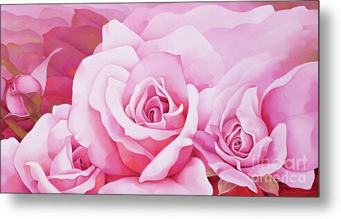 Pink; Petals; Flowers; Flower; Rose; Roses; Petal Metal Print featuring the painting The Rose by Myung-Bo Sim