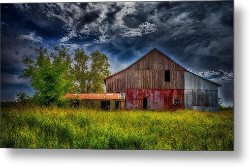 Barn Metal Print featuring the photograph Abandoned Through The Reeds by Bill and Linda Tiepelman
