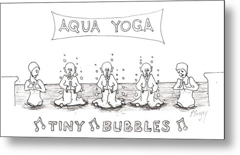 Aqua Metal Print featuring the drawing Aqua Yoga by R Allen Swezey