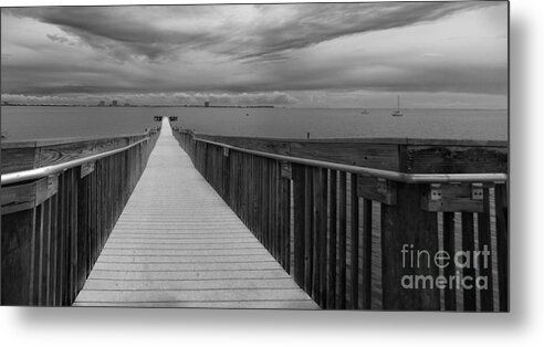 Clouds Metal Print featuring the photograph Bay Pier by Metaphor Photo