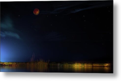 Eclipse Metal Print featuring the photograph Blood Moon Country by Mark Andrew Thomas