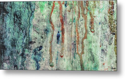 Abstract Metal Print featuring the painting Standing In The Rain - Large Abstract Urban Style Painting by Modern Abstract