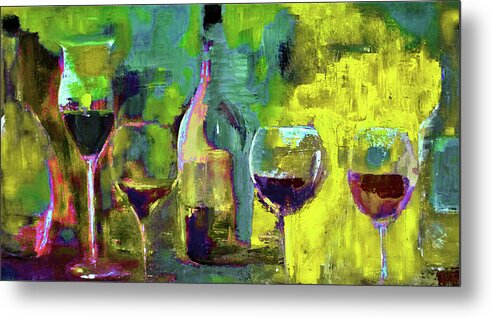 Wine Metal Print featuring the digital art Candle In A Tall Wine Glass By Lisa Kaiser by Lisa Kaiser