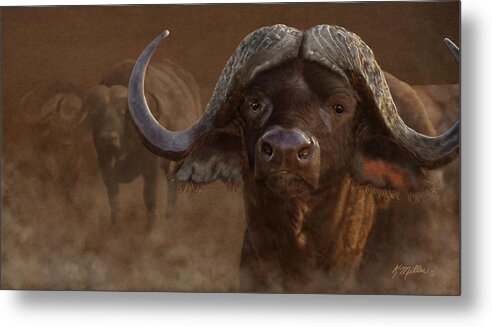 Cape Buffalo Metal Print featuring the painting Cape Buffalo by Kathie Miller